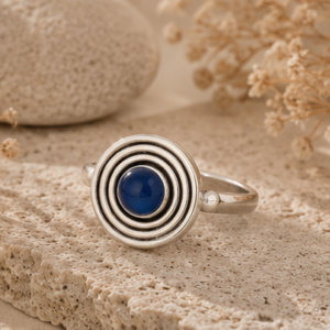 Celestial Spiral Lapis Gemstone 925 Sterling Silver Ring