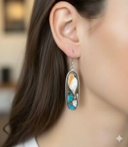 Multi-Gemstone  Oval drop Earrings – 925 Sterling Silver.