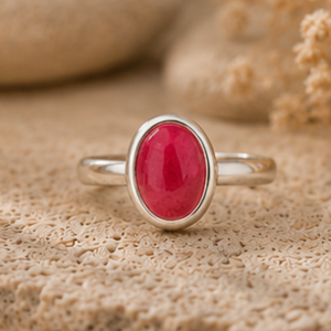 Radiant Oval Ruby Quartz 925 Sterling Silver Ring