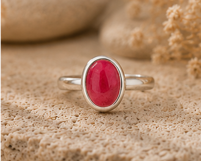 Radiant Oval Ruby Quartz 925 Sterling Silver Ring