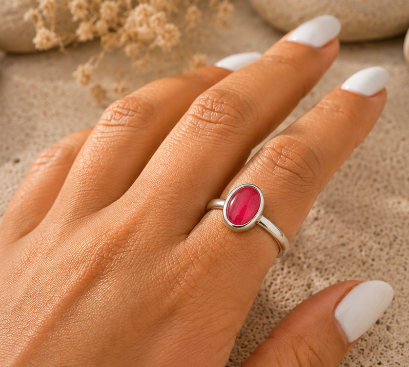 Radiant Oval Ruby Quartz 925 Sterling Silver Ring - Image 5