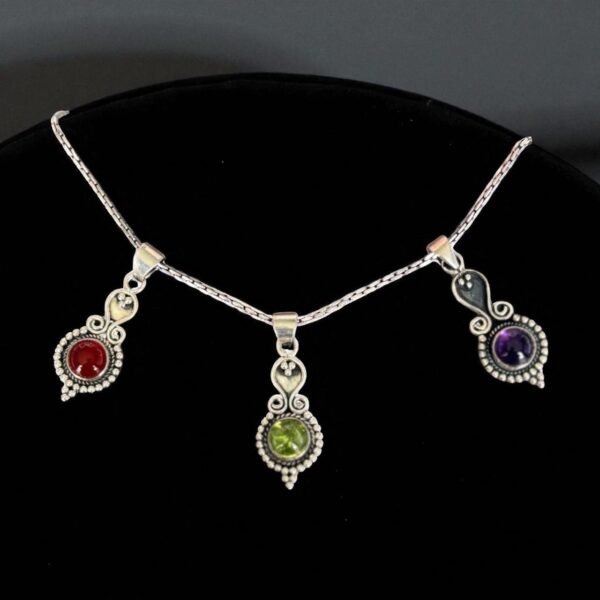 Green is peridot stone - 925 silver - Image 2