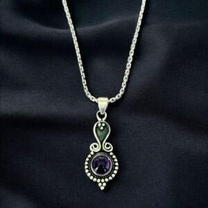 Amethyst stone pendant - 925 silver
