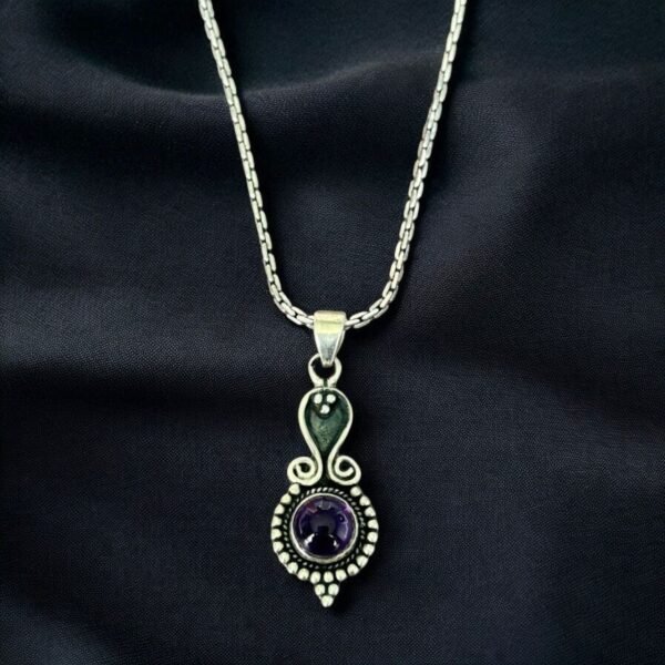 Amethyst stone pendant - 925 silver