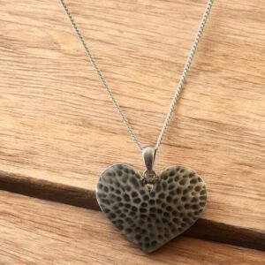 Hammered Heart Pendant – 925 Silver