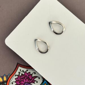 925 Sterling Silver Teardrop Open Hoop Stud Earrings.