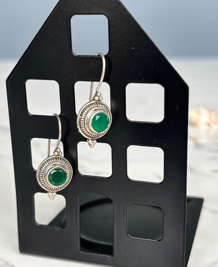 Emerald earring - 925 silver