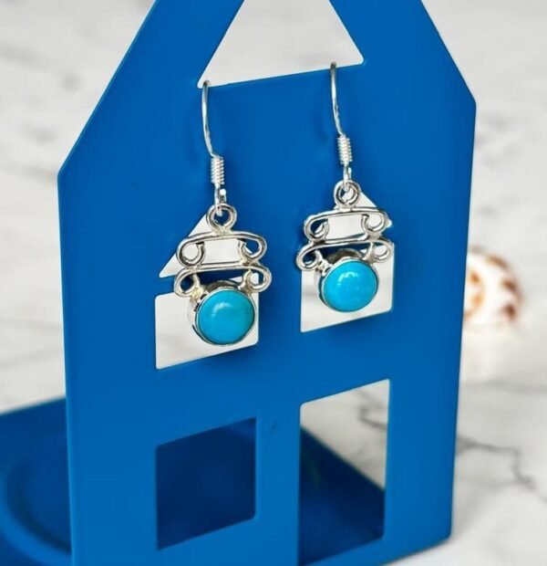 Turquoise Drop Earrings – 925 Sterling Silver. - Image 2