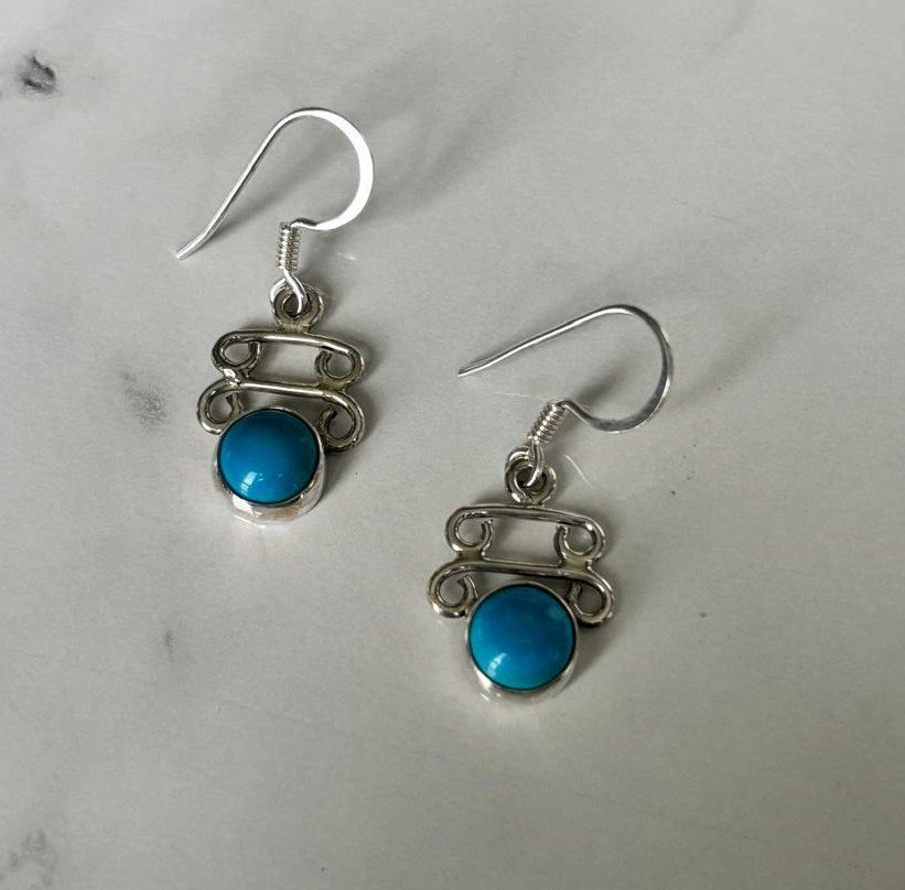 Turquoise Drop Earrings – 925 Sterling Silver.