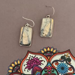 Picture jasper rectangle earrings – 925 sterling silver.