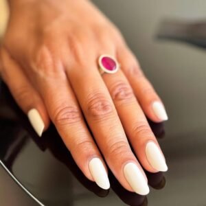 Sterling silver ruby quartz stone ring