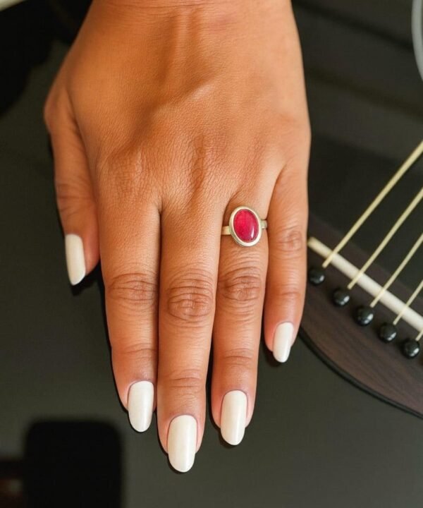 Sterling silver ruby quartz stone ring - Image 2