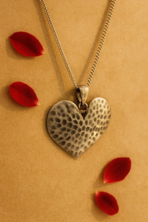 Hammered Heart Pendant – 925 Silver