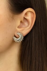 Crystal crescent stud earrings