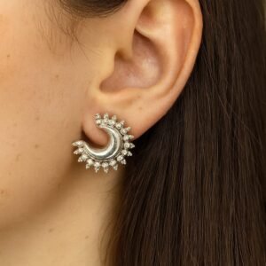 Crystal crescent stud earrings