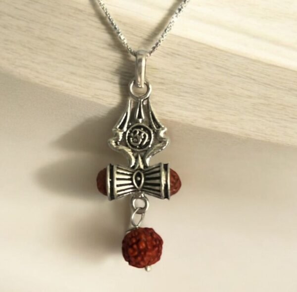 Rudraksha trishul damru pendant