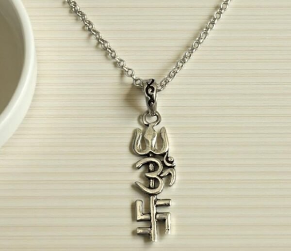 Trishul om swastika spiritual pendant necklace
