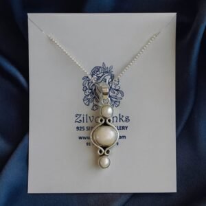 Sterling silver mother of pearl oval drop necklace