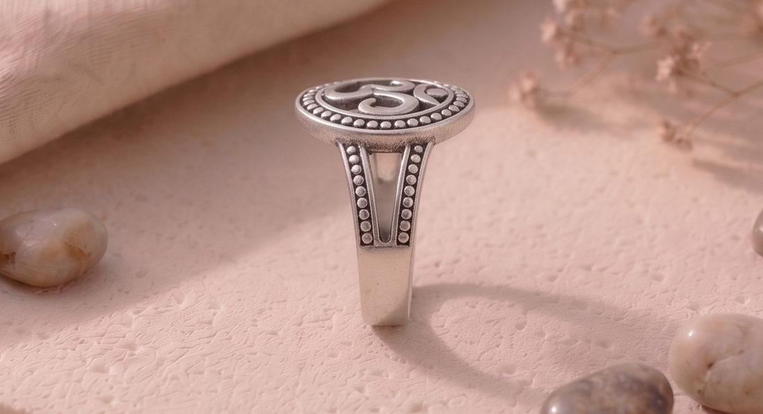 Sacred Harmony Aum - Om 925 Sterling Silver Ring - Image 2