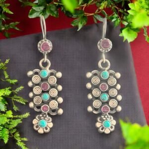 Tribal bloom silver earrings