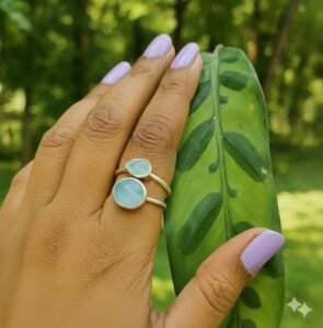 Mint glow silver ring