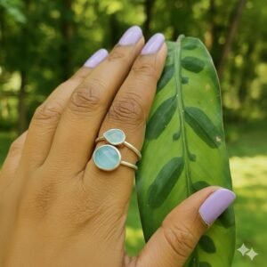 Mint glow silver ring
