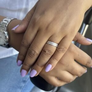 Tri-line silver ring