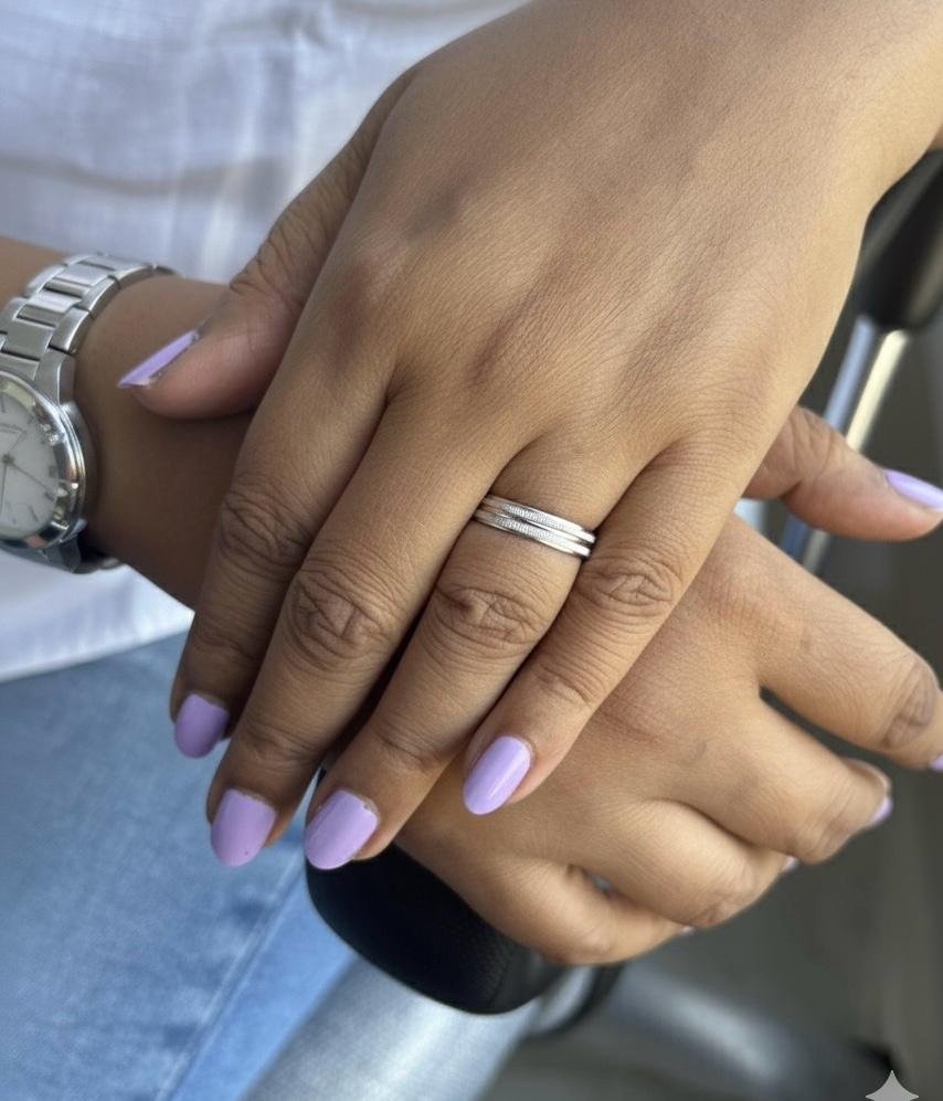 Tri-line silver ring