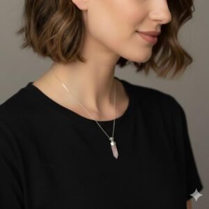 Rose quartz Capsule pendant in 925 silver