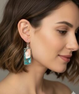 Exclusive multicoloured stone earrings in 925 silver