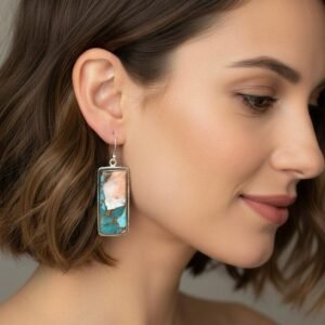 Exclusive multicoloured stone earrings in 925 silver