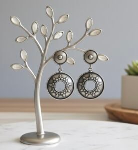 Ethnic sunburst dangle earrings in 925 silver