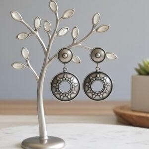 Ethnic sunburst dangle earrings in 925 silver