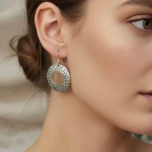 Hammered halo 925 silver danglers