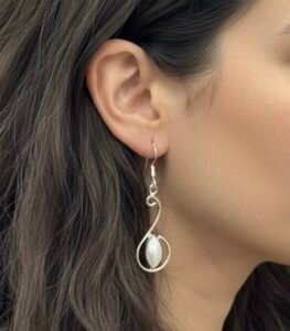 Serpentine Pearl drop earring in 925 silver
