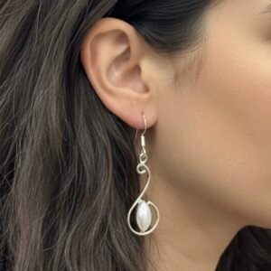 Serpentine Pearl drop earring in 925 silver