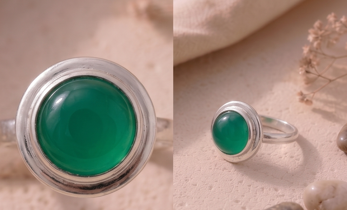 Emerald sphere 925 Sterling Silver Ring - Image 3