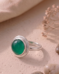 Emerald sphere 925 Sterling Silver Ring