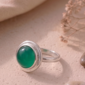 Emerald sphere 925 Sterling Silver Ring