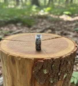 Rustic fern band ring in 925 silver