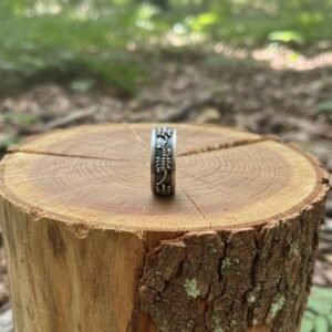 Rustic fern band ring in 925 silver