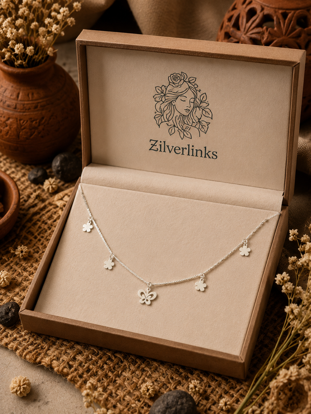 Delicate charm necklace in 925 silver - Image 2