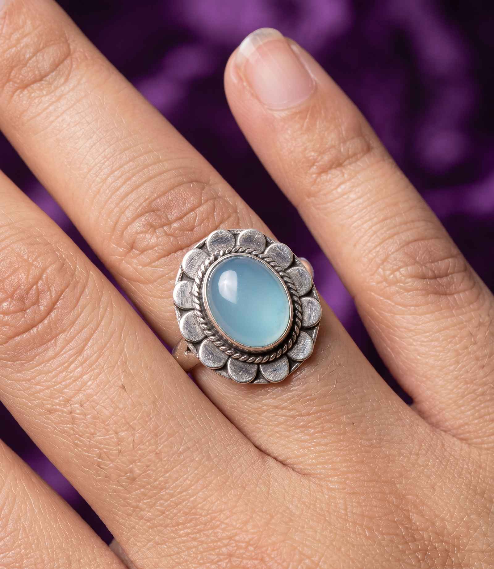 Celestial Azure Bloom 925 Sterling Silver Ring - Image 3
