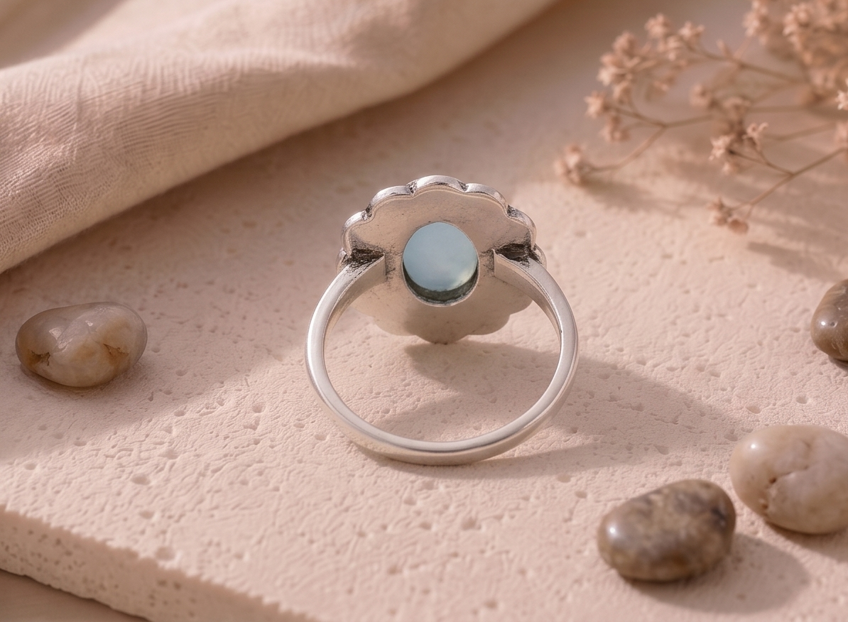 Celestial Azure Bloom 925 Sterling Silver Ring - Image 2