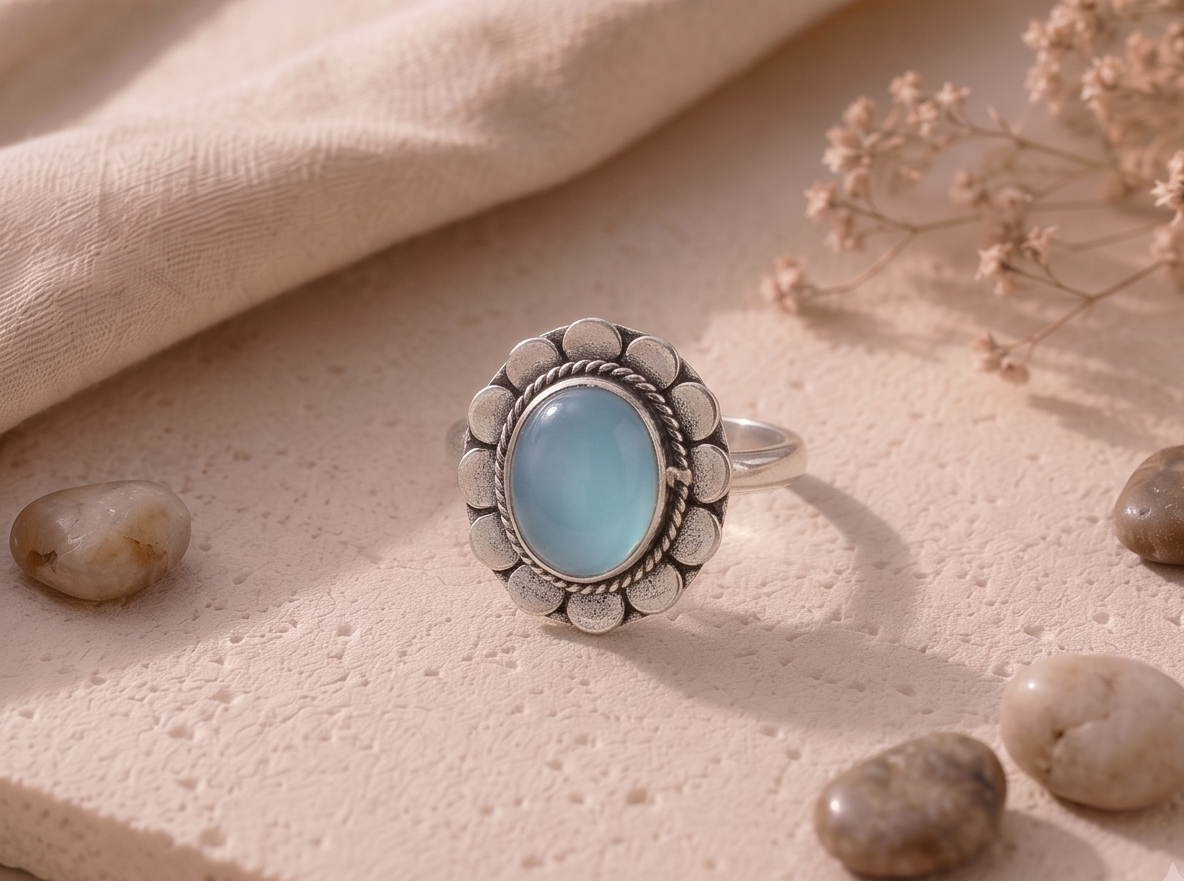 Celestial Azure Bloom 925 Sterling Silver Ring