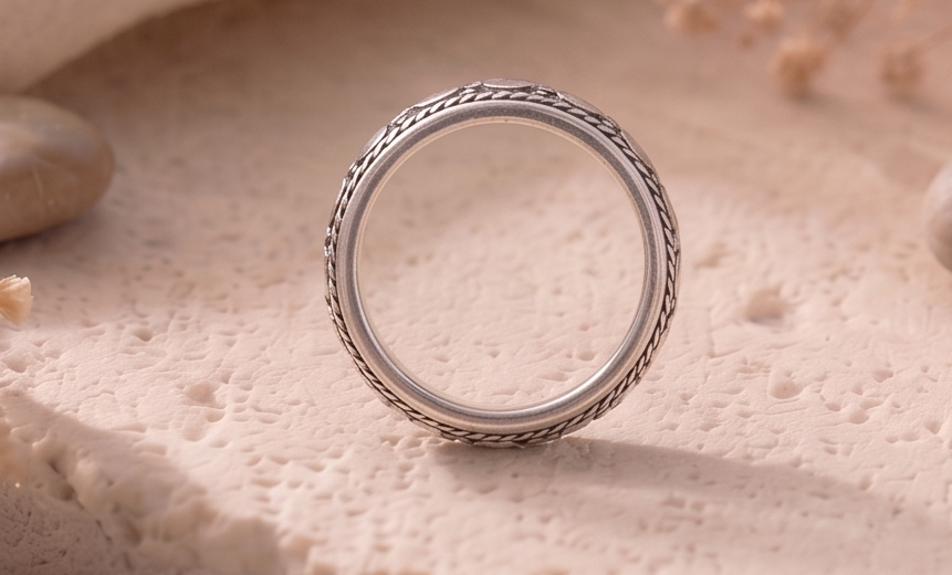 Heritage Dot & Weave 925 Sterling Silver Band - Image 3