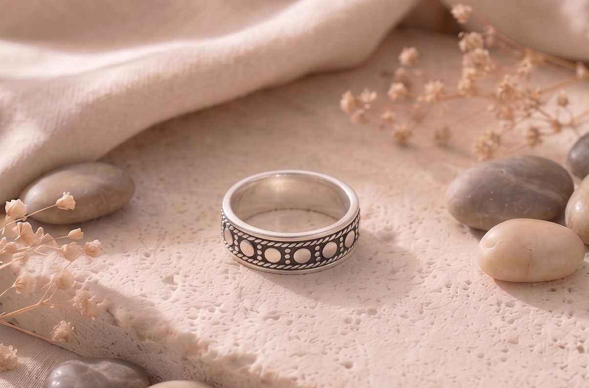 Heritage Dot & Weave 925 Sterling Silver Band