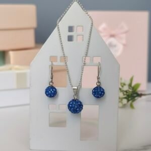 Blue crystal dangler in 925 silver