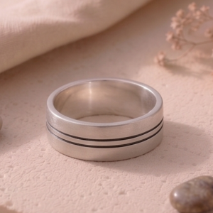Parallel Line Minimalist 925 Sterling Silver Band