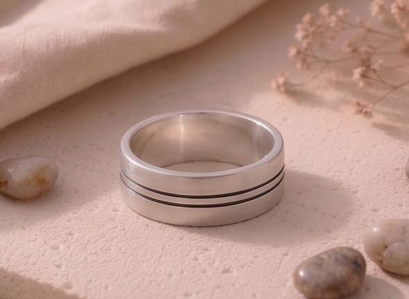 Parallel Line Minimalist 925 Sterling Silver Band